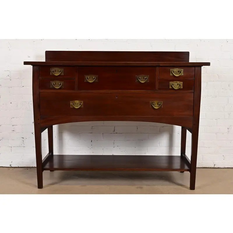 Early Harvey Ellis for Gustav Stickley Mission Mahogany Sideboard, Circa 1905