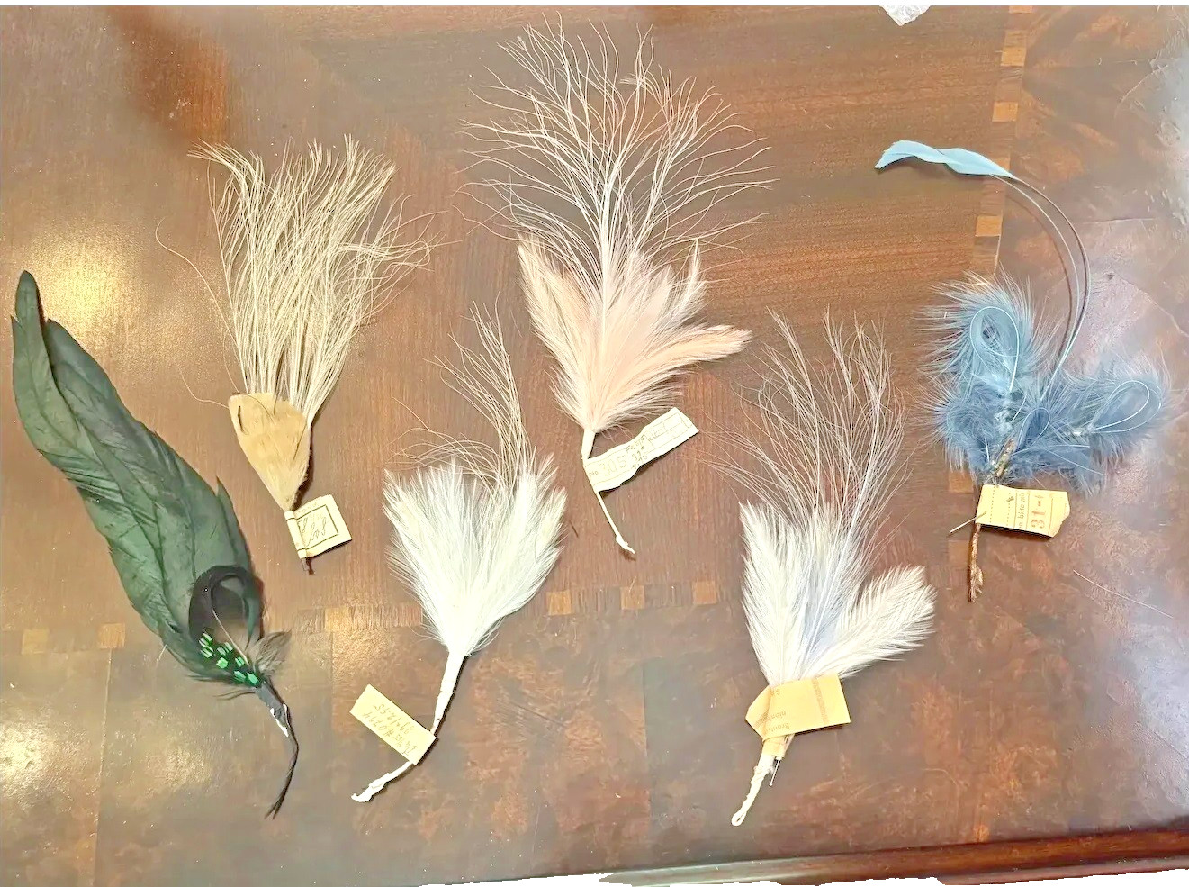 Antique German Millinery Egret Feathers w Store Tags for Millinery Hat Projects