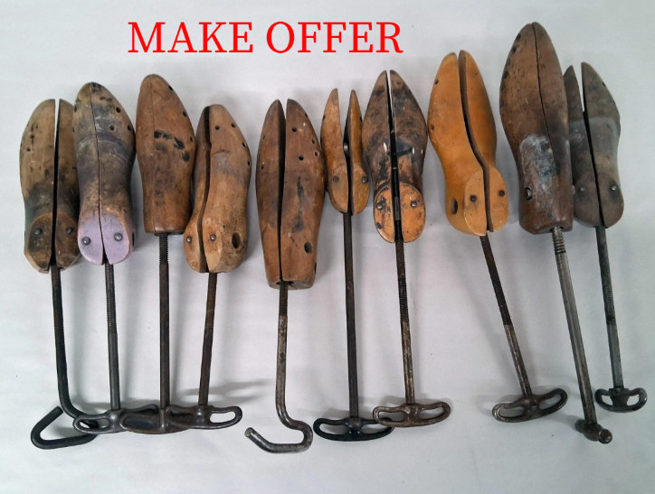 Antique Wooden Shoe Stretcher Lot of 10 G. E. Belcher Stoughton & O.A. Miller