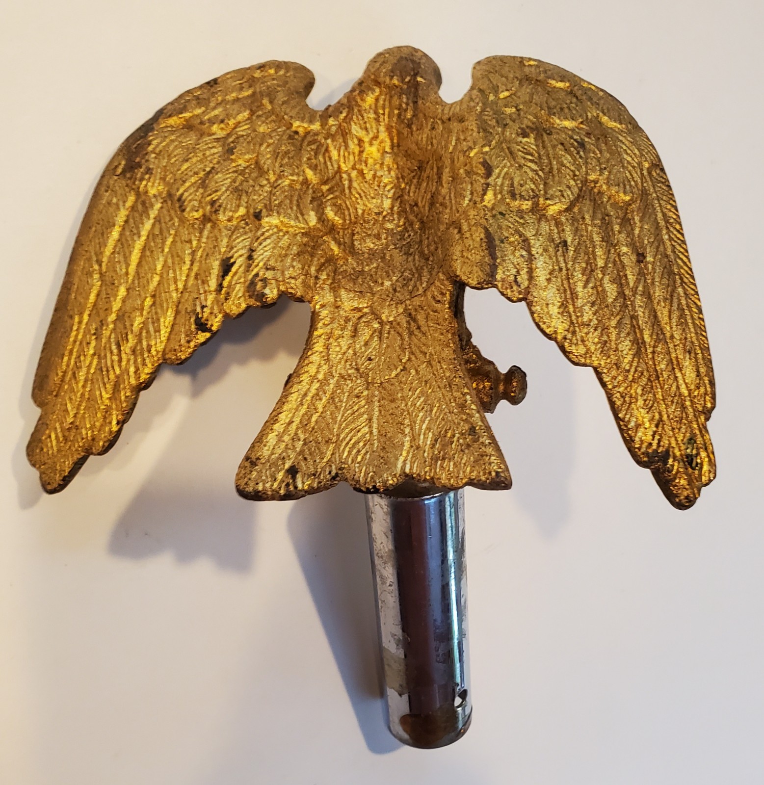 Vintage Heavy Cast Brass Majestic Bald Eagle Spread Wings Finial Flagpole Topper