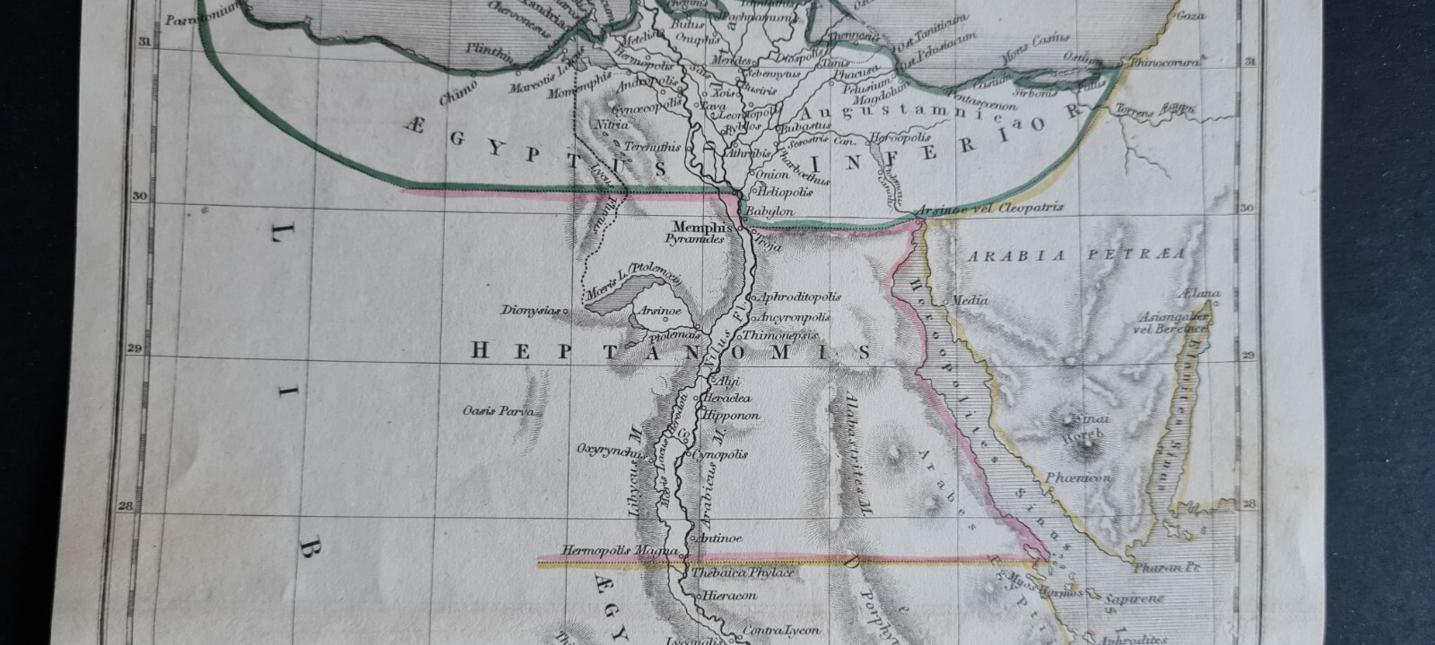Antique (1844) map – Aegyptus Antiqua – Egypt in Ancient Times – Selina Hall.
