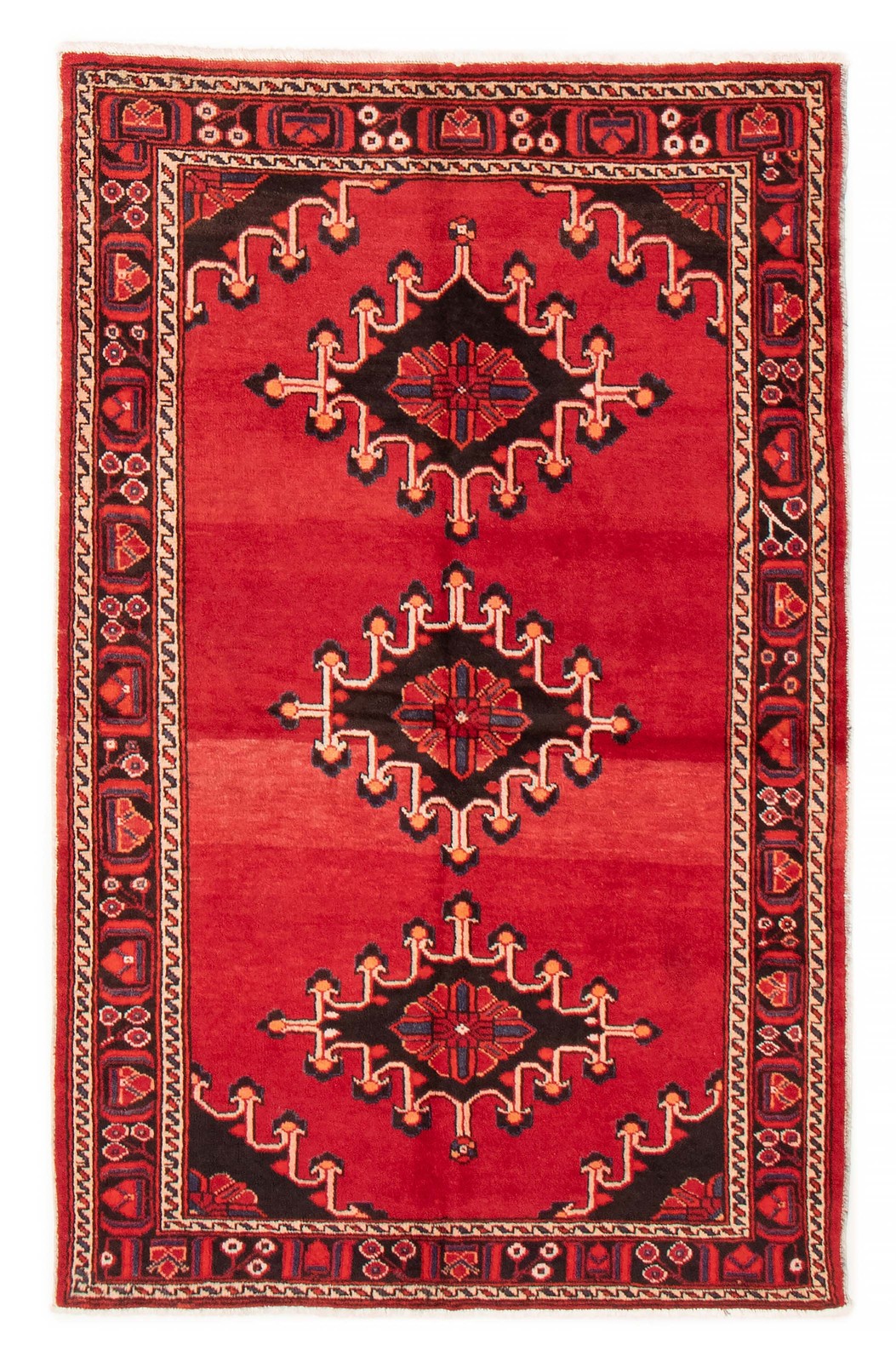 Vintage Hand-Knotted Area Rug 4’3″ x 6’7″ Traditional Oriental Wool Carpet