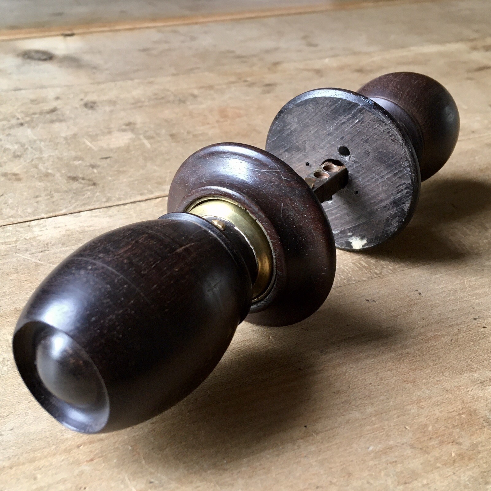 Antique Wood Door Knobs Handles Mahogany Pulls Vintage Rim Lock Early 1900’s