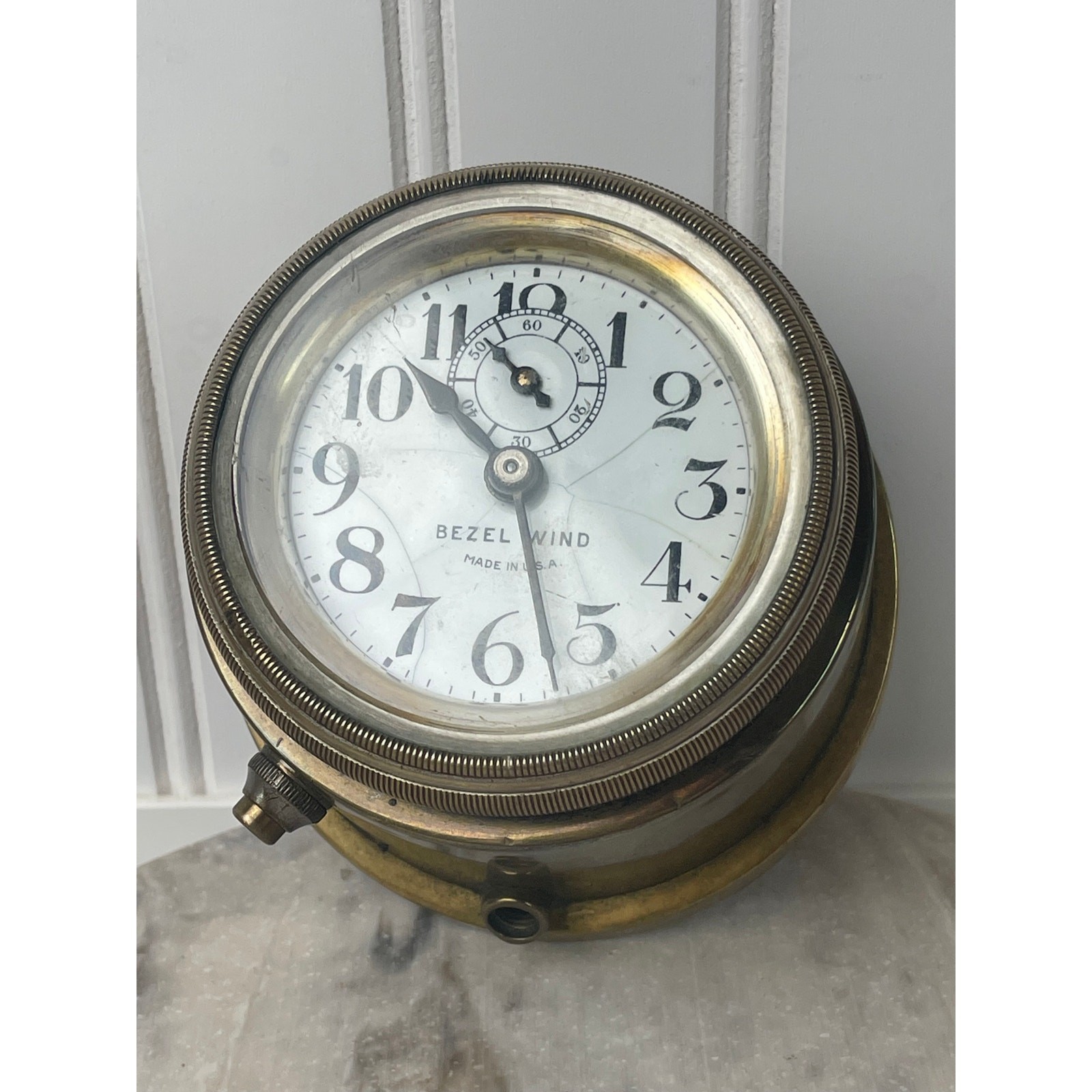 8-Day Bezel Wind Dash Clock Brass Up/Down Indicator Works Vintage 1920s
