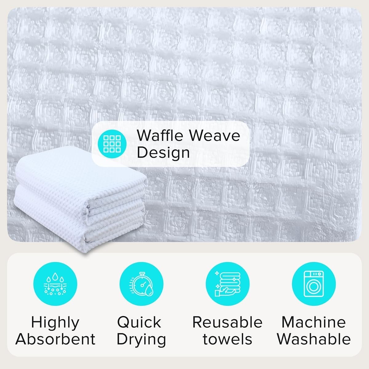 Sauna Blanket Insert Towel – 2 Pack Soft White Cotton Waffle – Comfortable and E