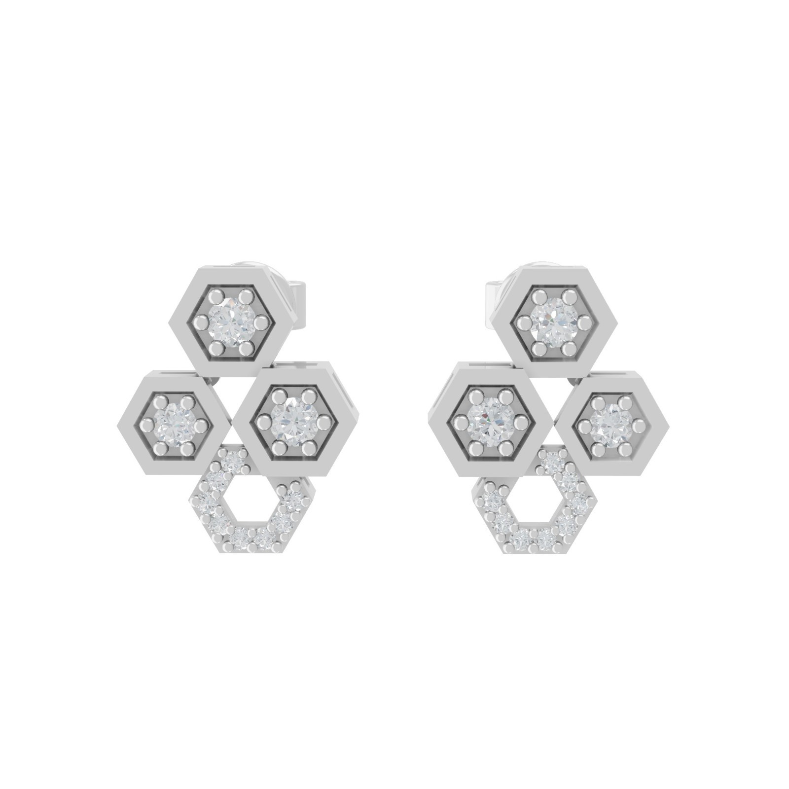 0.23 Ct Elegant 9K Solid White Gold Lab Grown Round Diamond Stud Earrings Gift