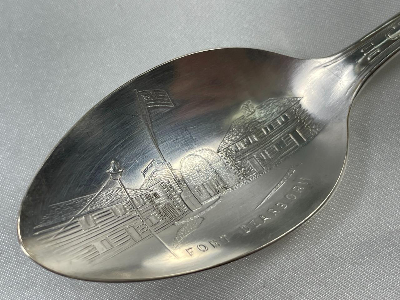 1933 Century of Progress, Fort Dearborn, Chicago Par Plate Spoon