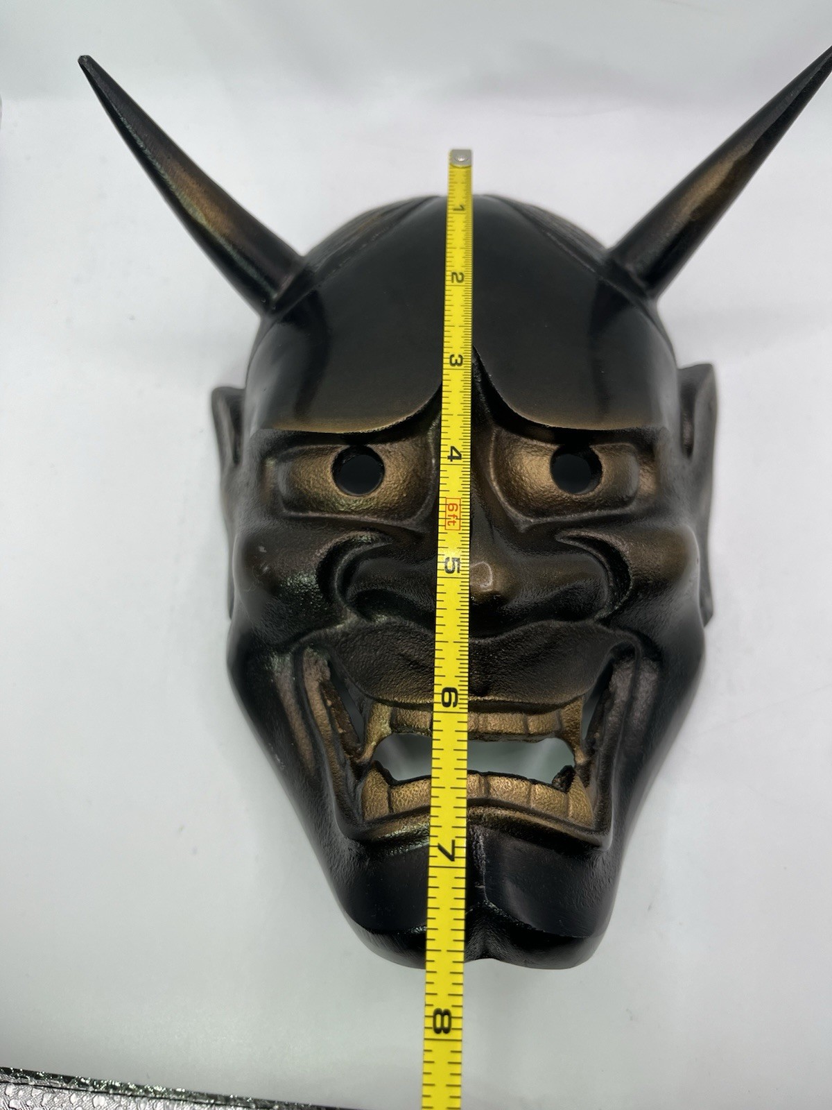 Vintage Japanese Iron Noh Hannya Iron Mask Takaoka-Doki Signed Collector’s 2.5lb
