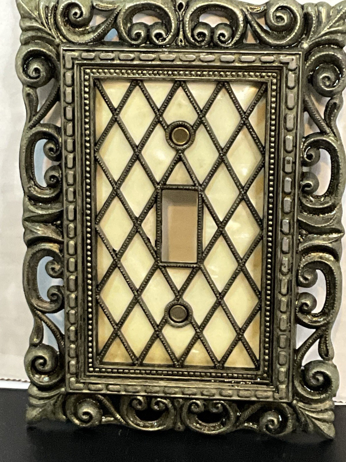 american tack hardware light switch cover 1968 White Pearl Background Metal Fram