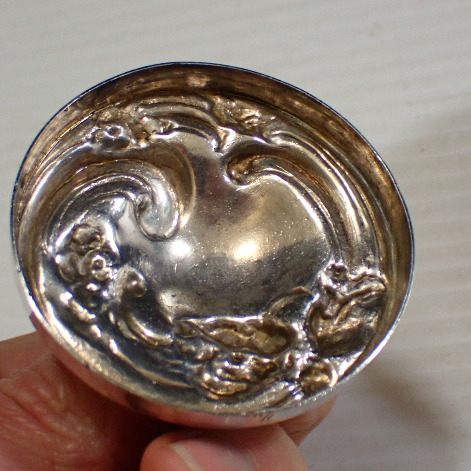 Antique Silver Plate Cufflink Box – Trinket Box – Collar Stud Box – Pill Box