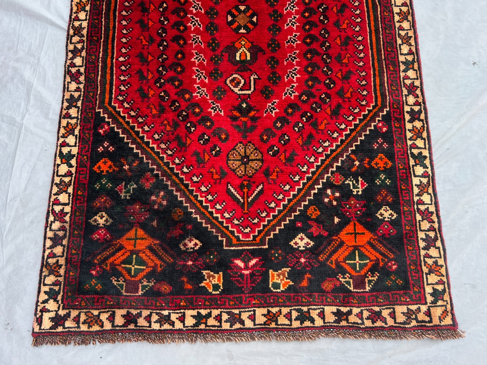 Red turkish 3x10ft Vintage Hand Knotted Wool Runner Rug Tribal Medallion Carpet