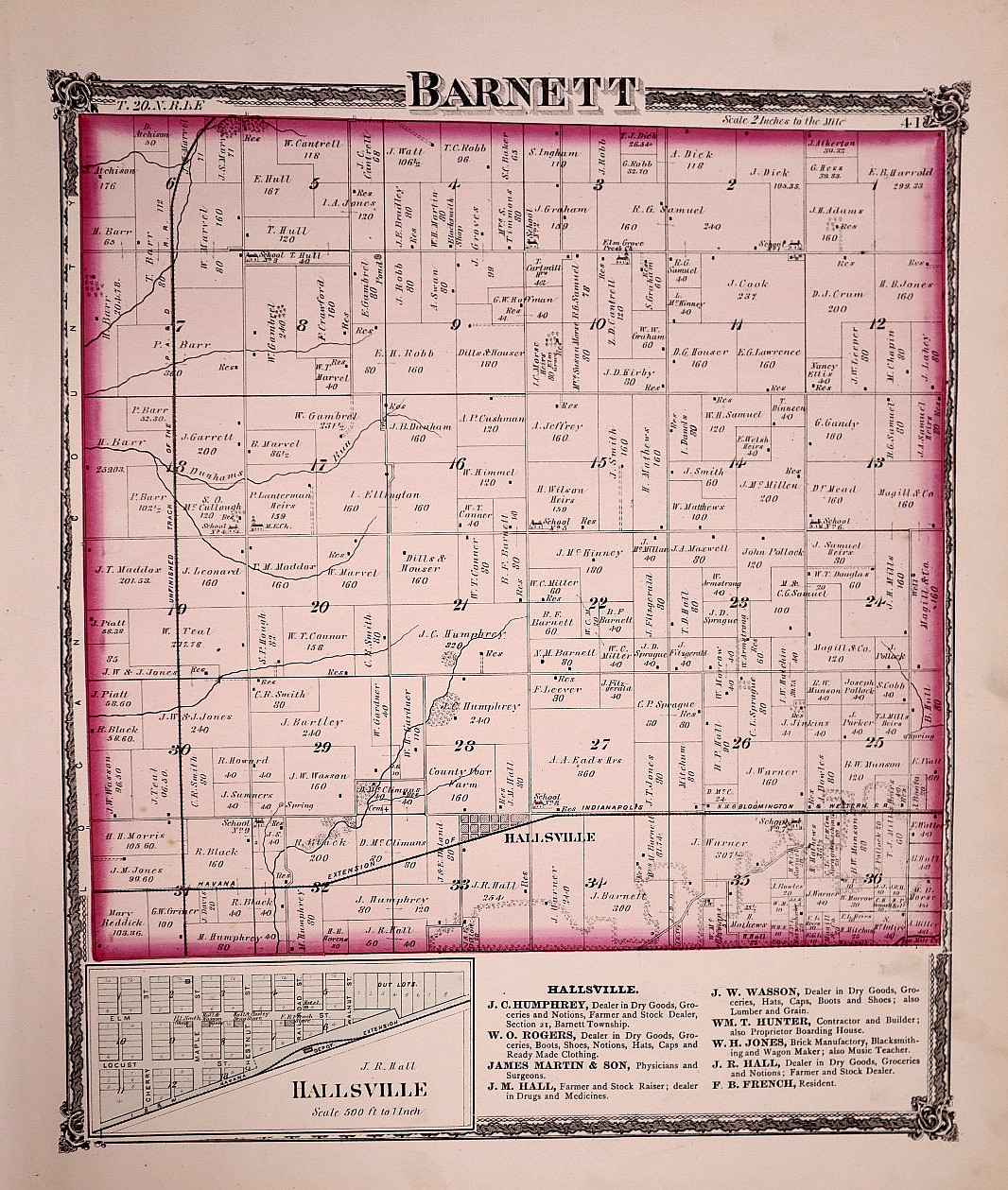 1875 Plat Map ~ Barnett, De Witt County, Illinois (15×18)-#23