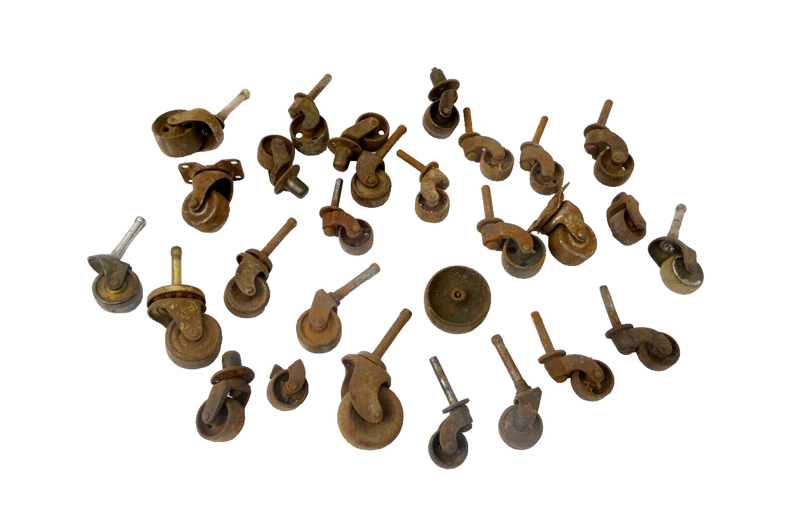Mixed Lot Vintage Metal Dresser Furniture Rolling Chair Wheels Casters Parts