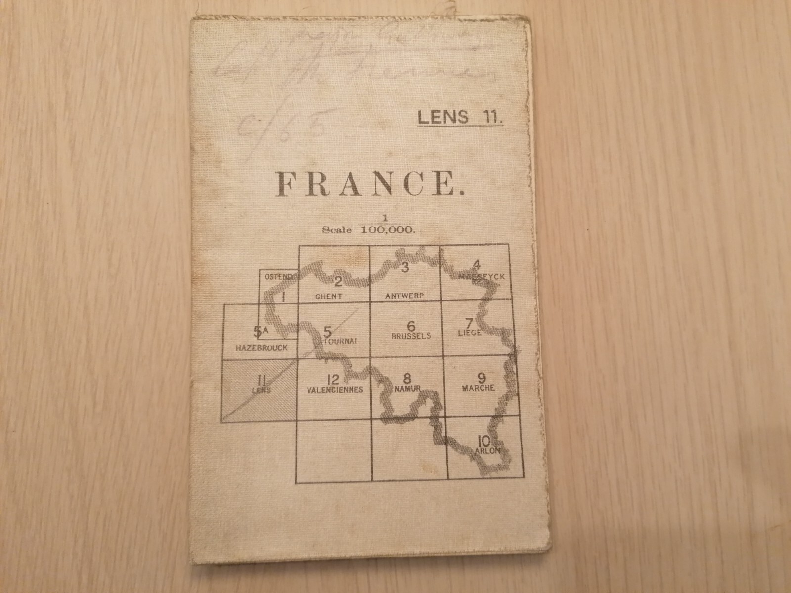 ww1 Folding Map France Lens 11 Scale 1:100,000 Ordnance Survey Official Use 1915
