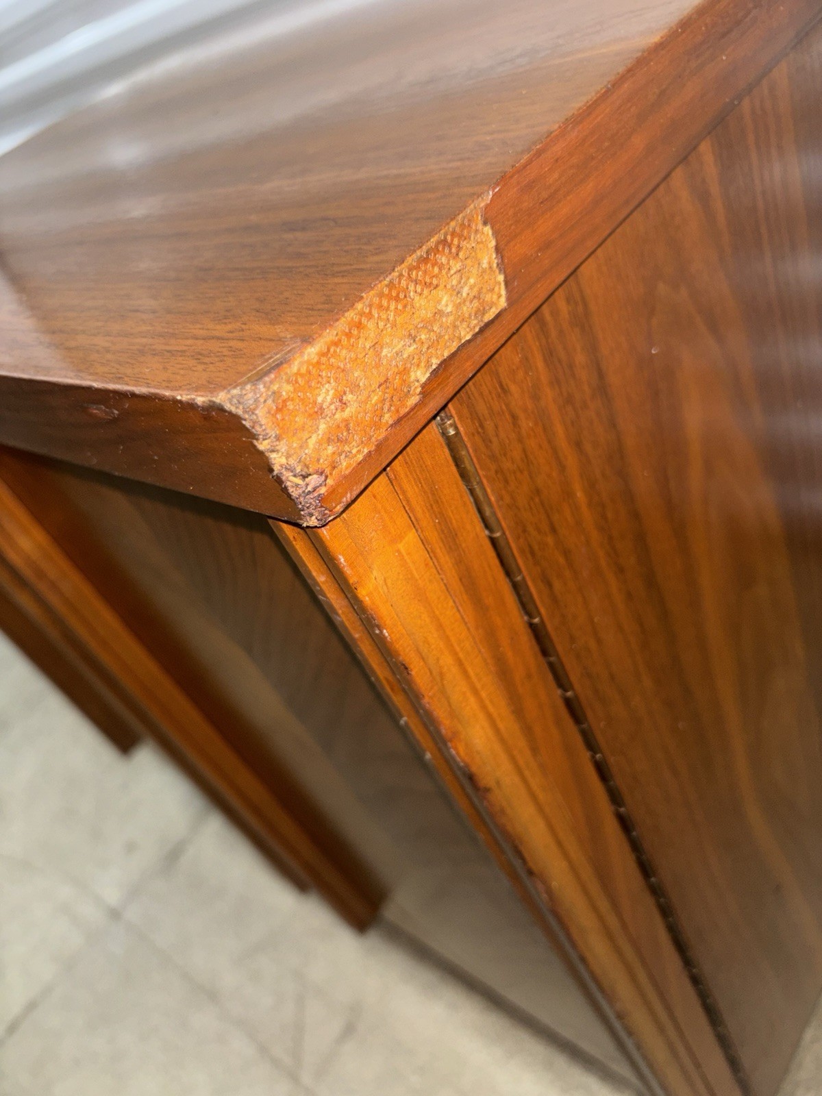Vintage Mid Century Modern Milo Baughman style Brass and Walnut nightstand