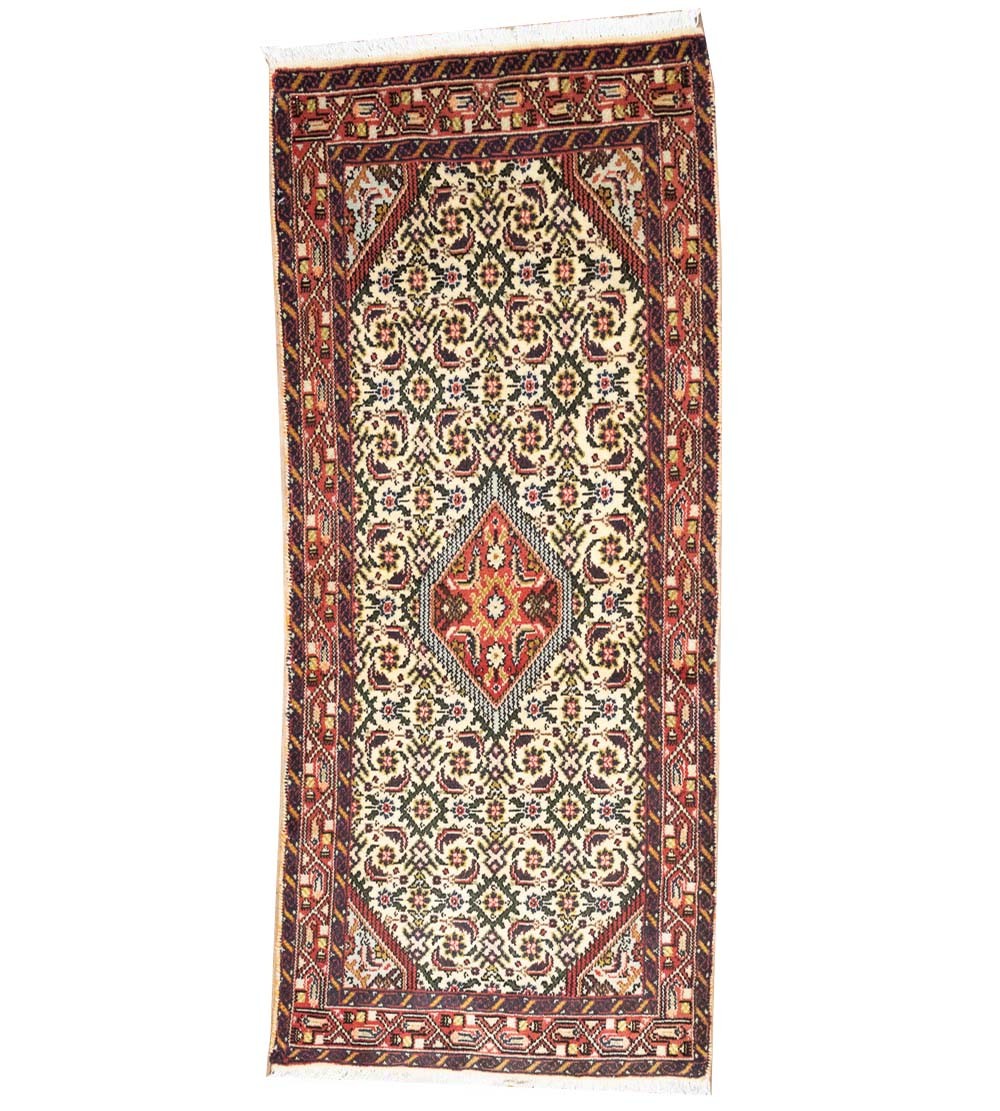 2’5 x 5’8 ft Vintage Geometric Oriental Runner Rug Hand-Knotted Hallway Carpet