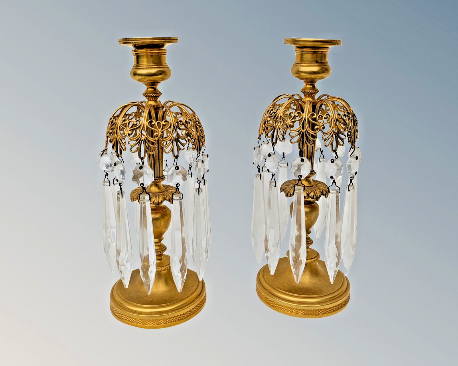 Pair Gilt Bronze Table Lustres