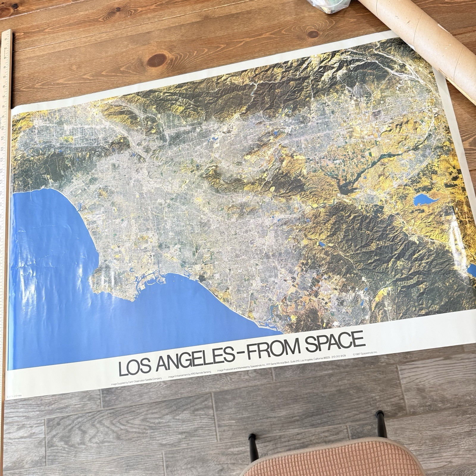 Vintage Spaceshots Los Angeles 1987 Earth Space Satellite Photo Poster