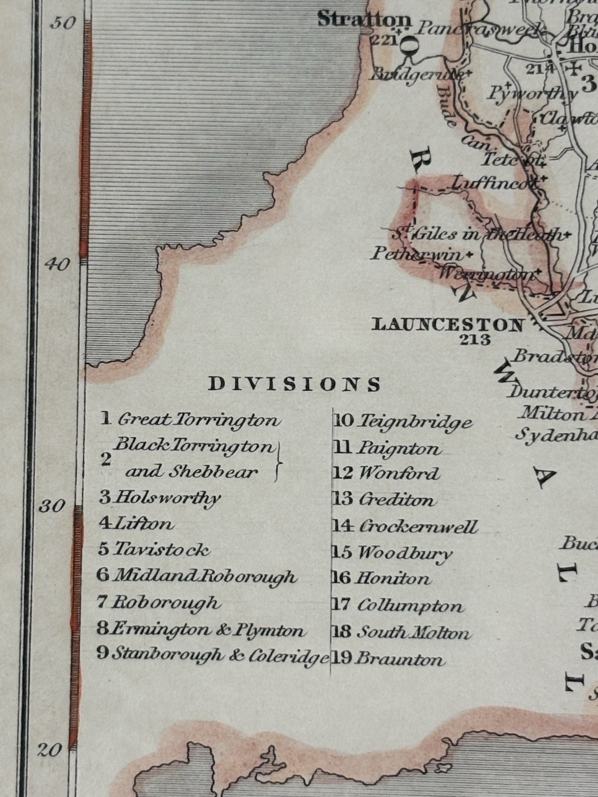 Antique Framed Devonshire Map by J.Archer c.1850 – Dugdale’s England & Wales