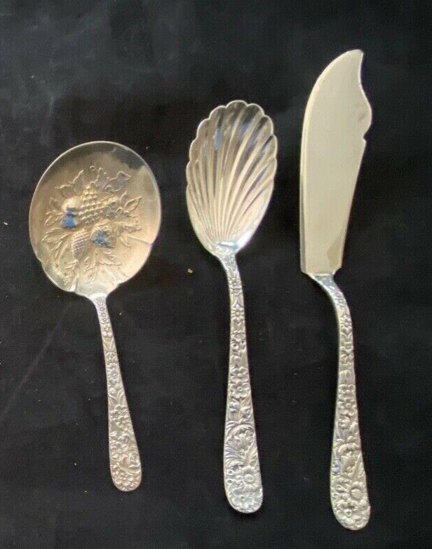 KIRK REPOUSSE 3 SERVERS NOT MONOGRAMMED STERLING SILVER NOT MONOGRAMMED