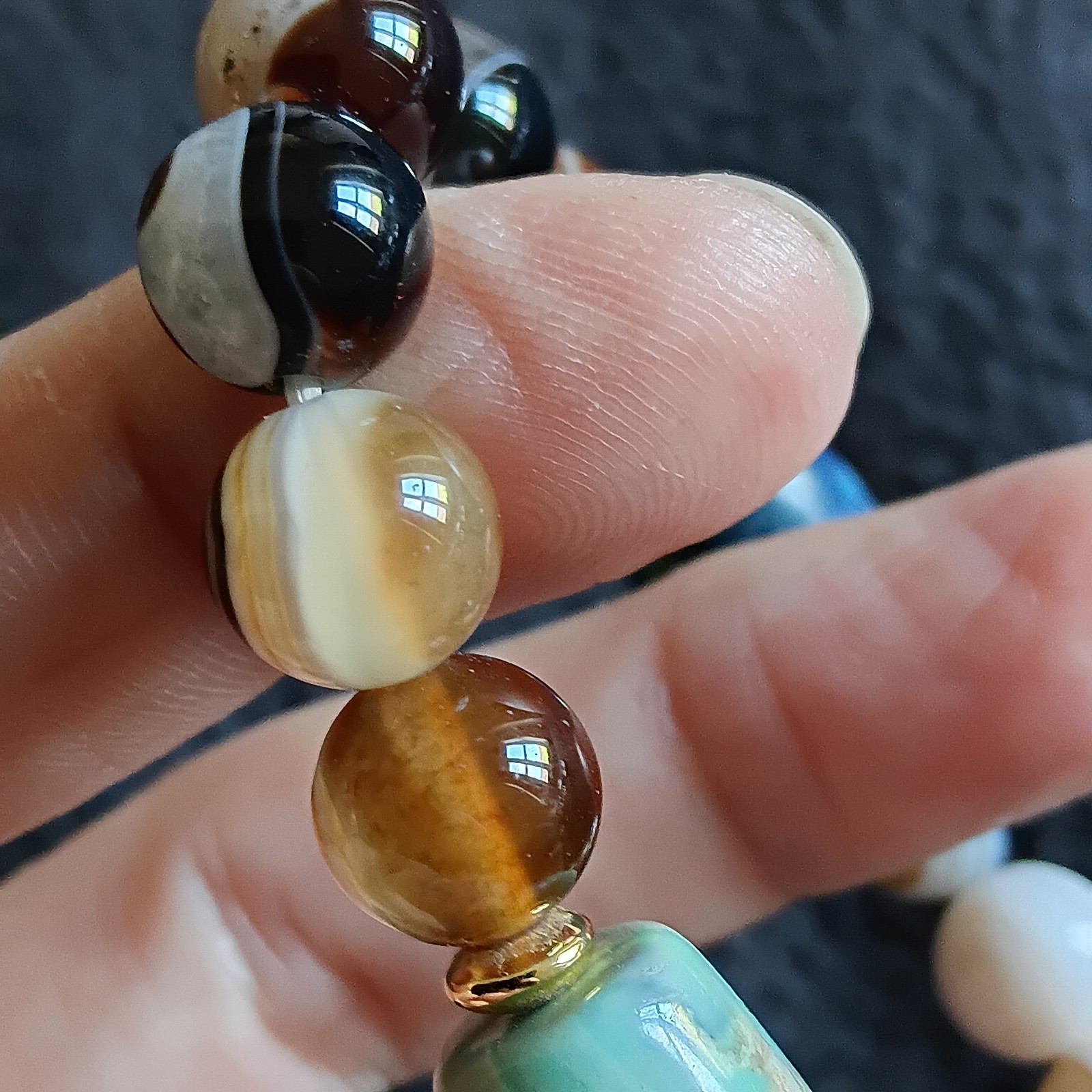 Tibetan Natural Agate Chung Dzi Bead Bracelet
