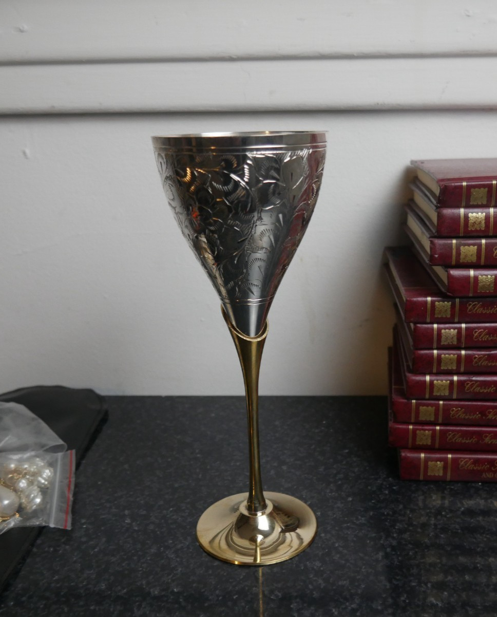 Champagne Brass Wine Goblet Silver Plated Goblet Christmas Gift