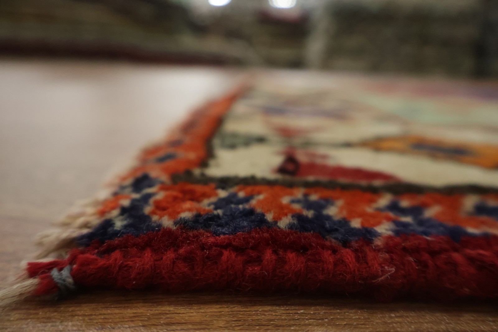 Vintage Vegetable Dye Area Rug 5×6 Handmade Wool Geometric Red/ Ivory Carpet