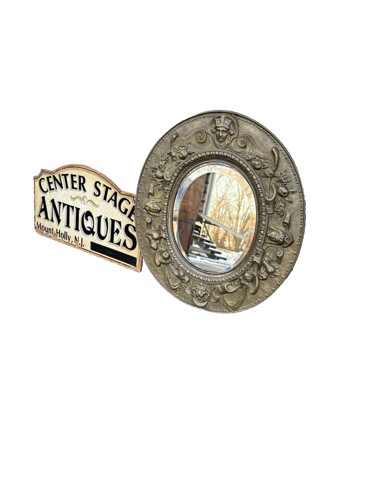 67352 Rare Signed J J LABAER ANVERS Brass Figural Mirror BRASS BRONZE Frame ???