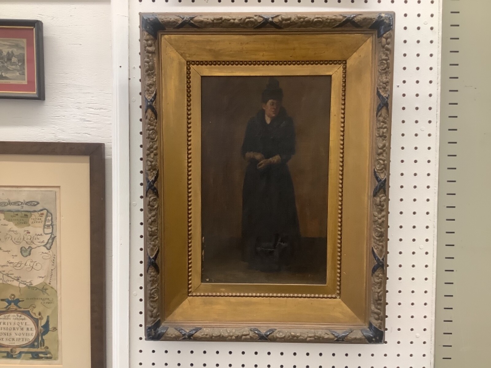 C. 1890 Antoinette Armstrong Framed Oil Painting Of A Woman 23.75 x 17.75”