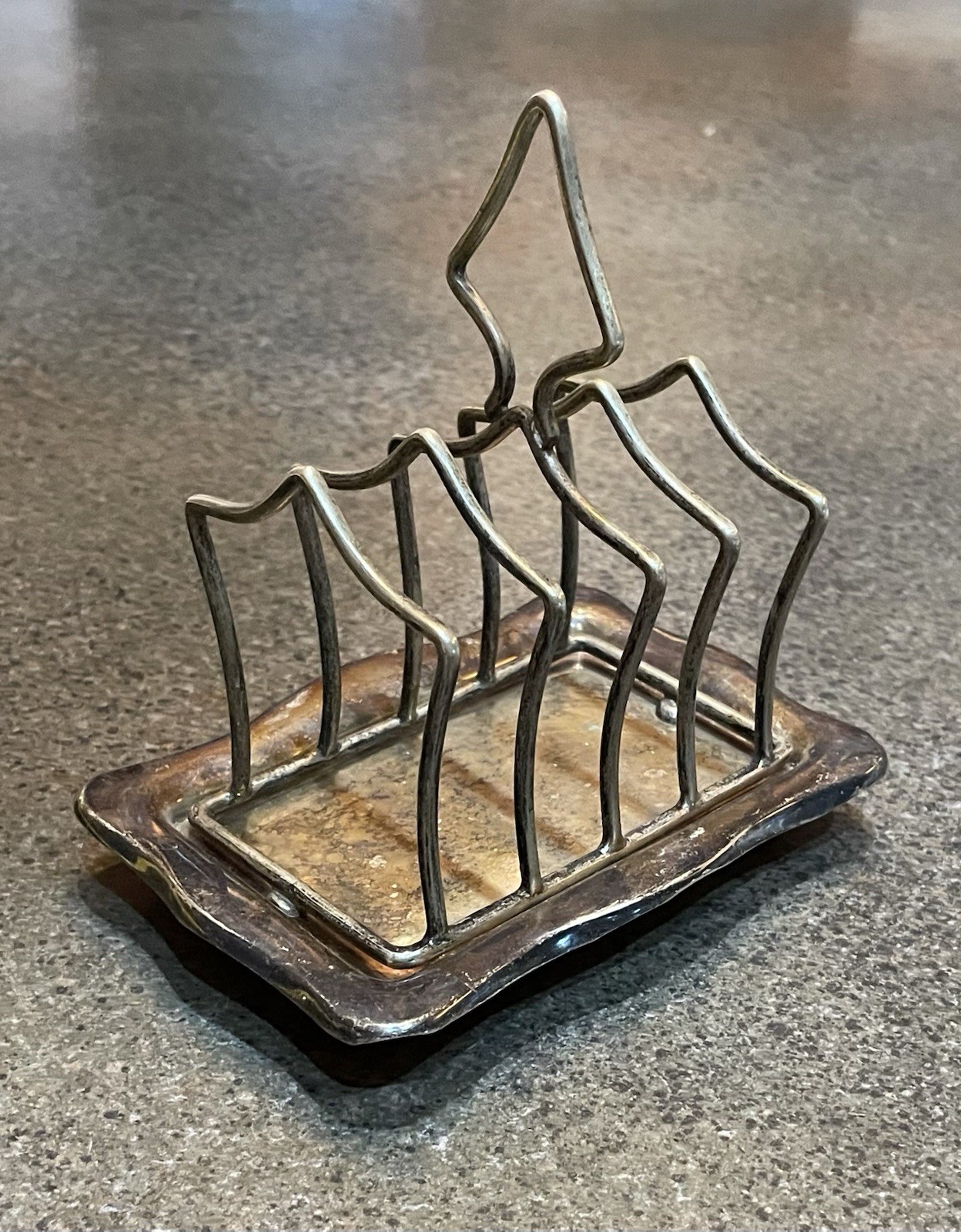 Antique Cooper Bros Sm English Toast Rack 4 Slot Art Deco 5”x 3.5” Silver Plate