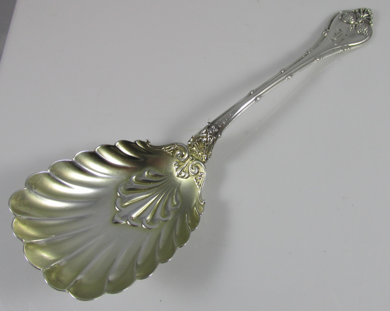 Antique 1892 Whiting Sterling Silver Empire Berry Serving Shell Bowl Spoon