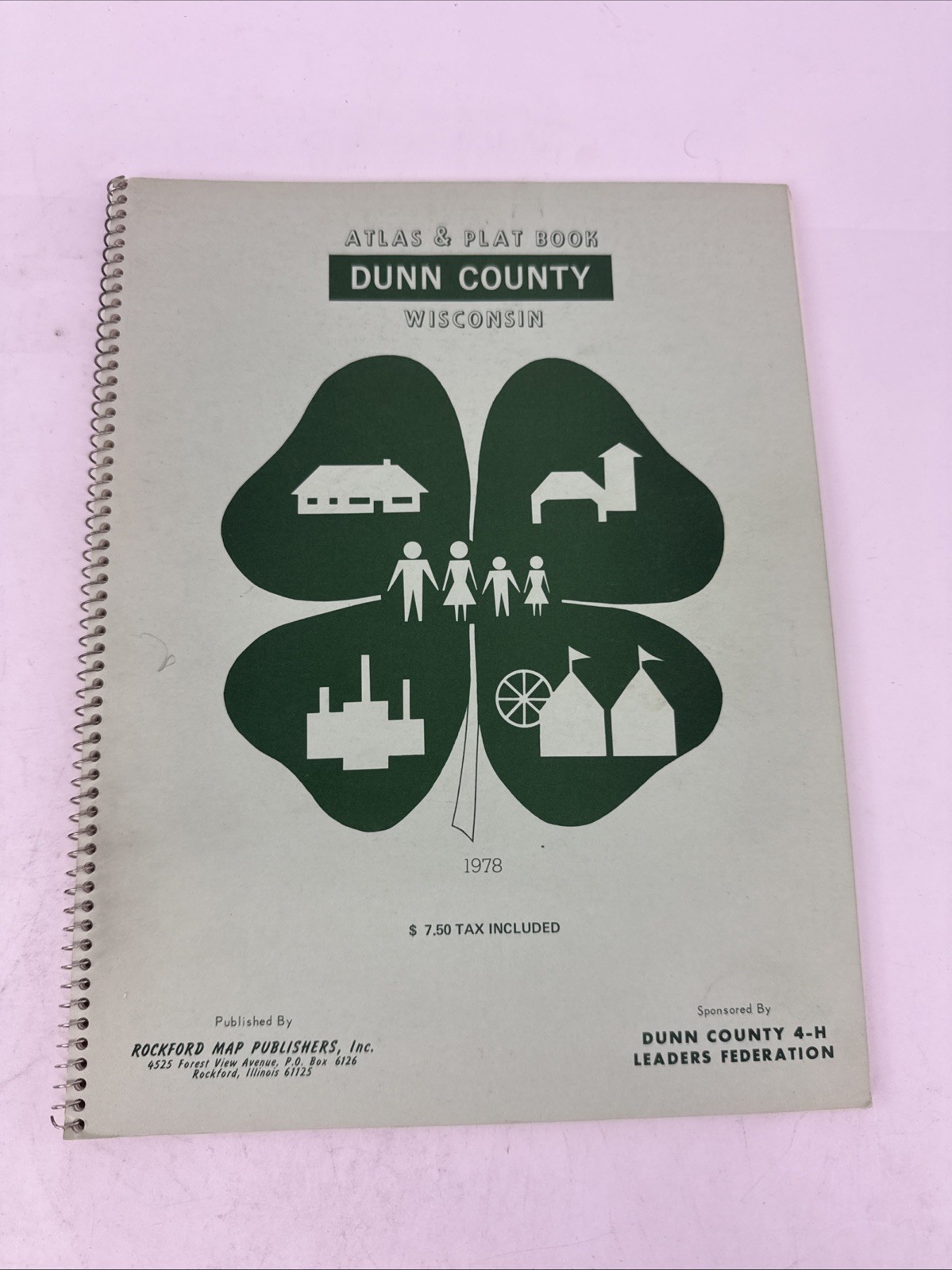 VTG 1978 Land Atlas & Plat Book of Dunn County Wisconsin Rockford Map Publishers