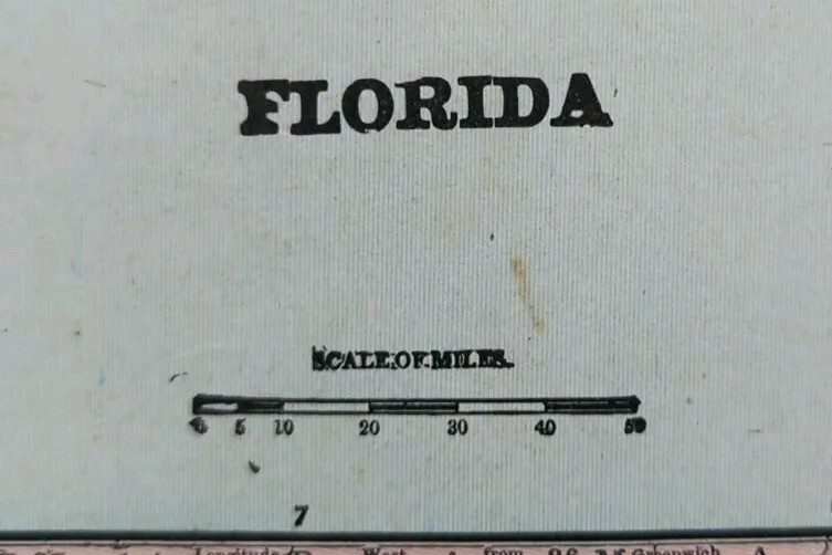 Vintage 1900 FLORIDA Map 11″x14″ ~ Old Antique Original JACKSONVILLE TALLAHASSEE