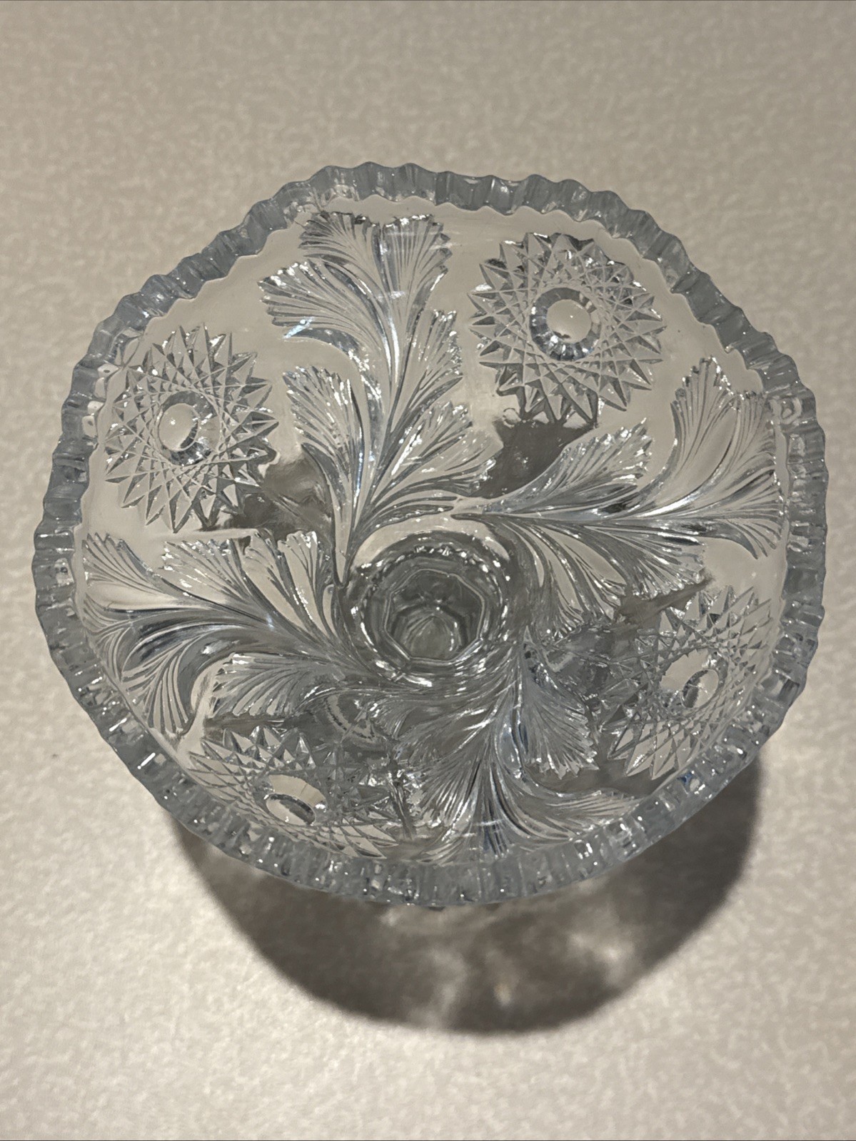 Antique Millersburg Glass Hobstar/Feather Stemmed Compote Circa 1908 /1924 5.5”