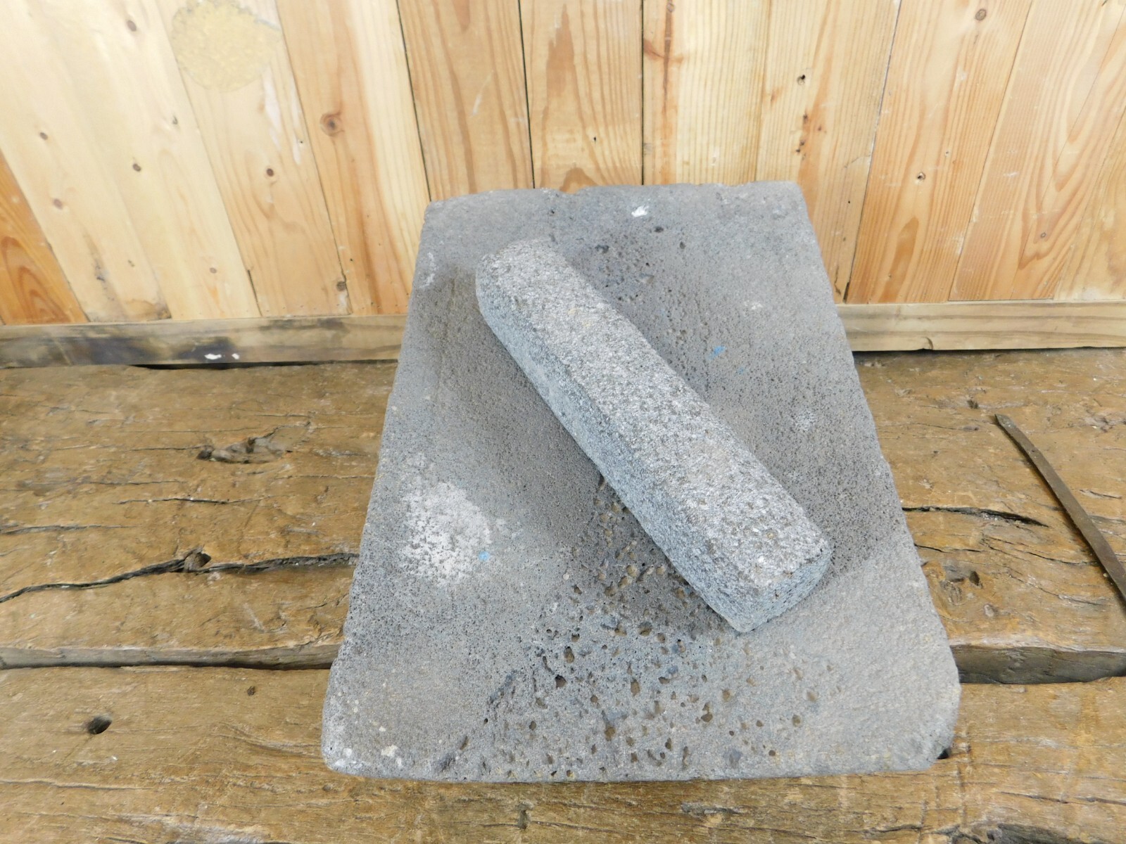 Antique Metate #31-Grinder-Rustic-Complete-Old Mexican–Primitive-10x15x7.5