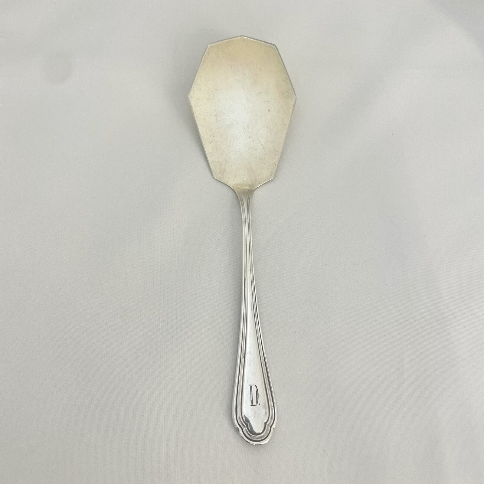 German Silver 800 fine Octagon Large Pie or Cake Server With Initial D
