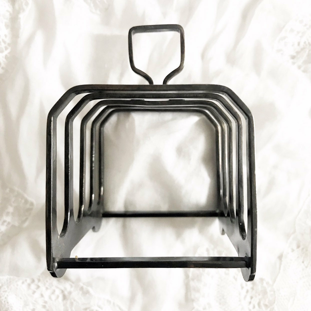 Vintage Silver Plated Metal Elkington England Napkin Phone Holder Toast Rack