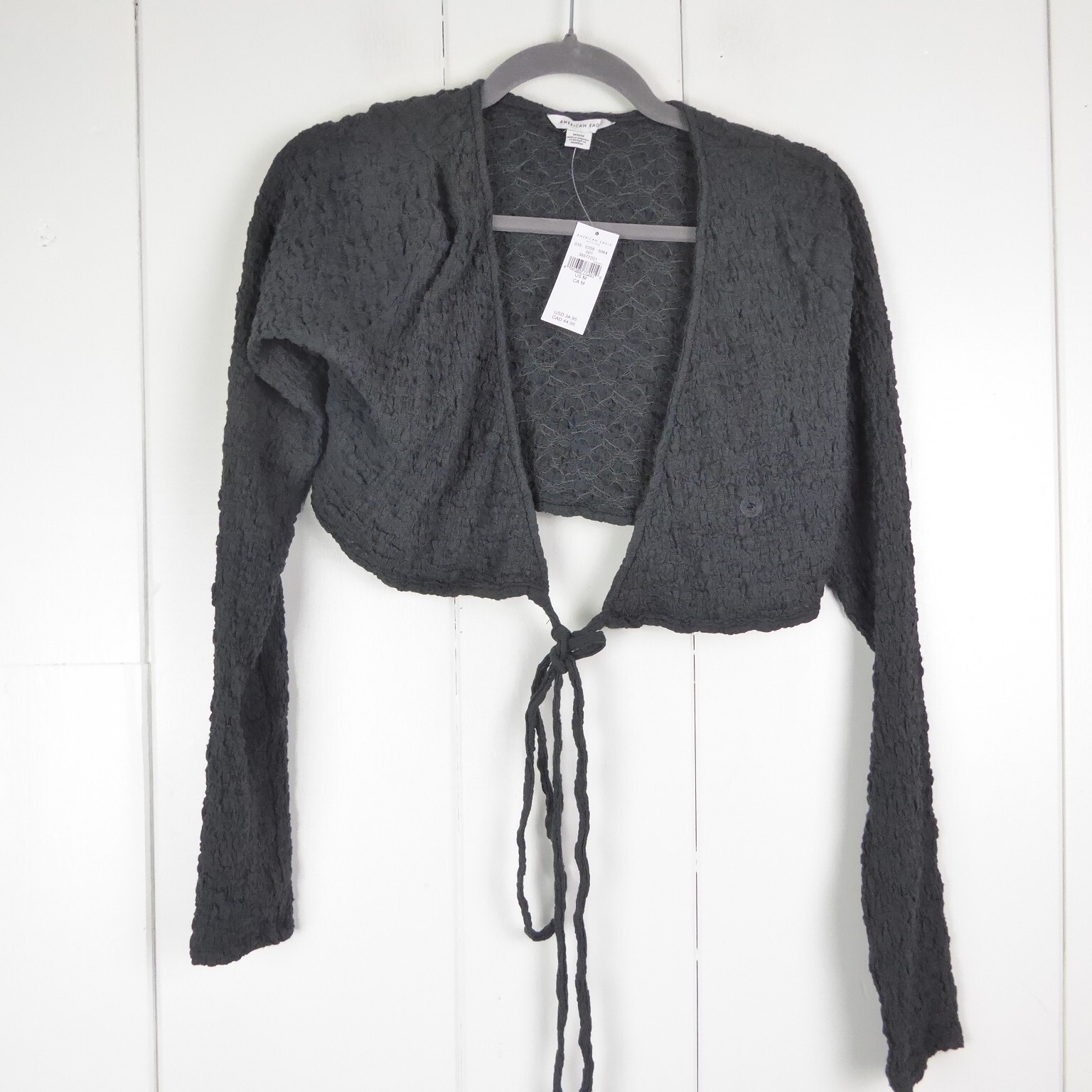 American Eagle Cardigan Womens SZ M Tie Front Cropped Long Sleeve Lot of 2 NWT