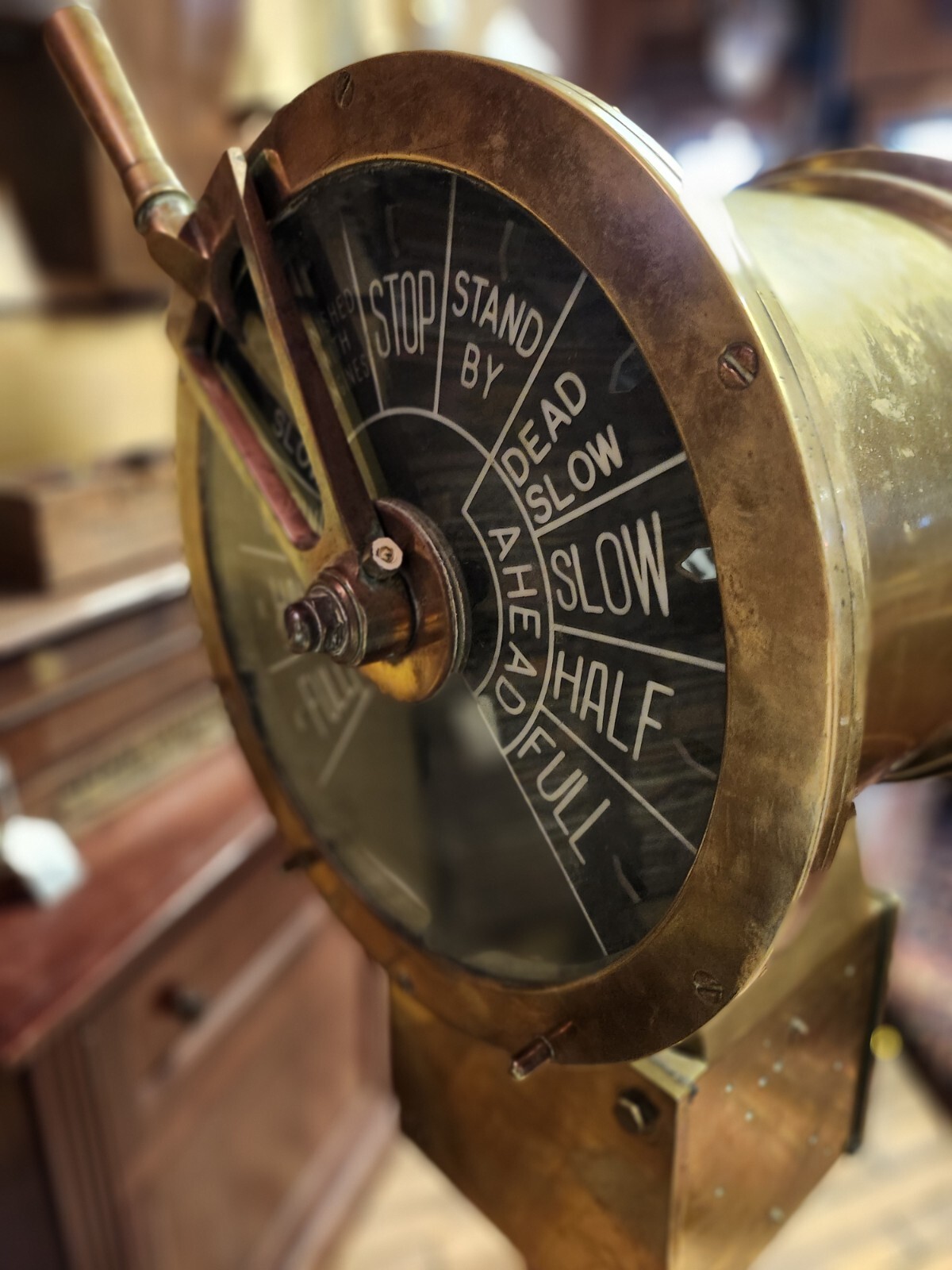Chadburns Brass Ship Engine Order Telegraph Double Sided Rolling Base 52″