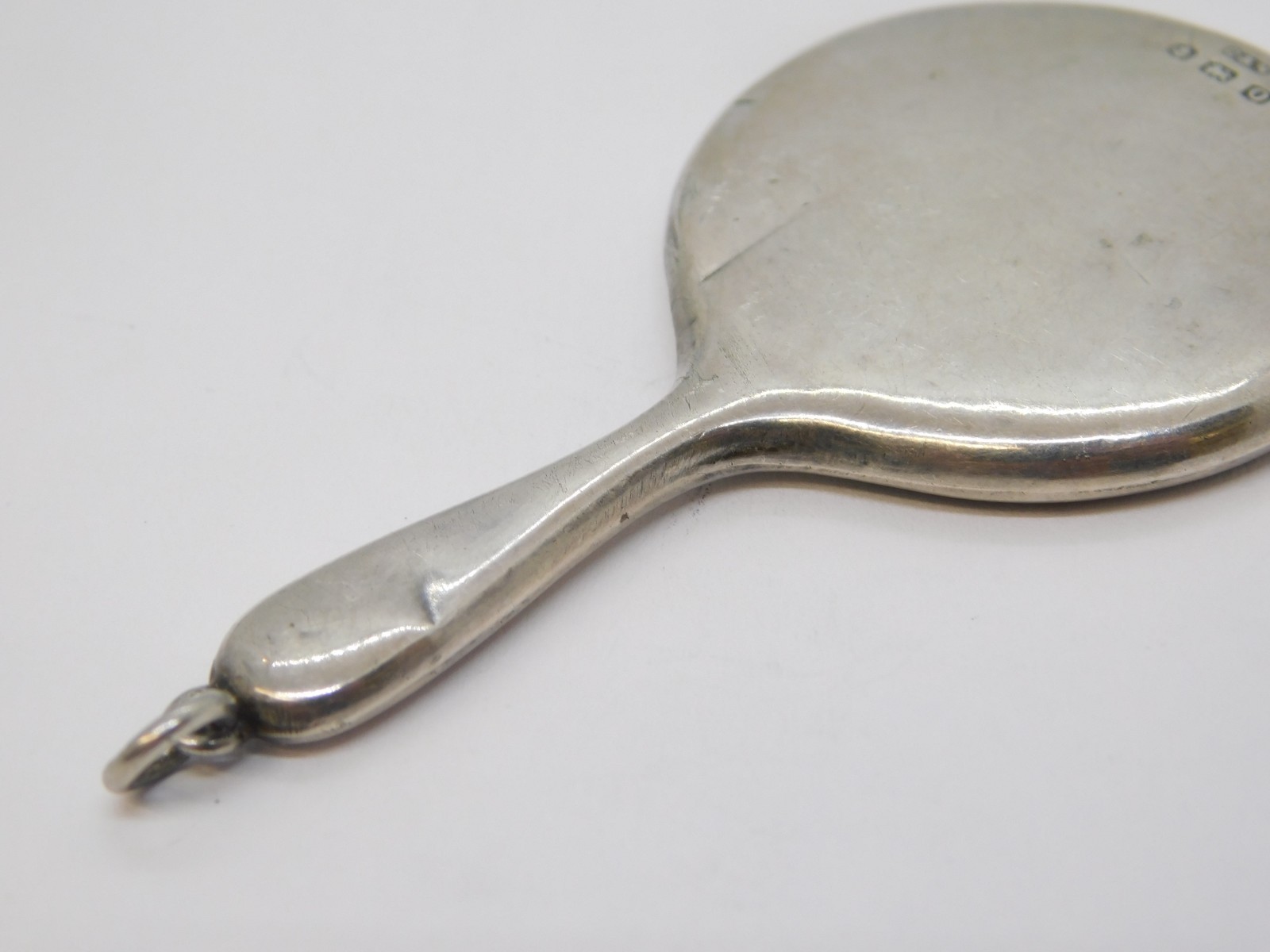Sterling Silver Miniature Chatelaine Hand Mirror Antique 1913 Birmingham Deco