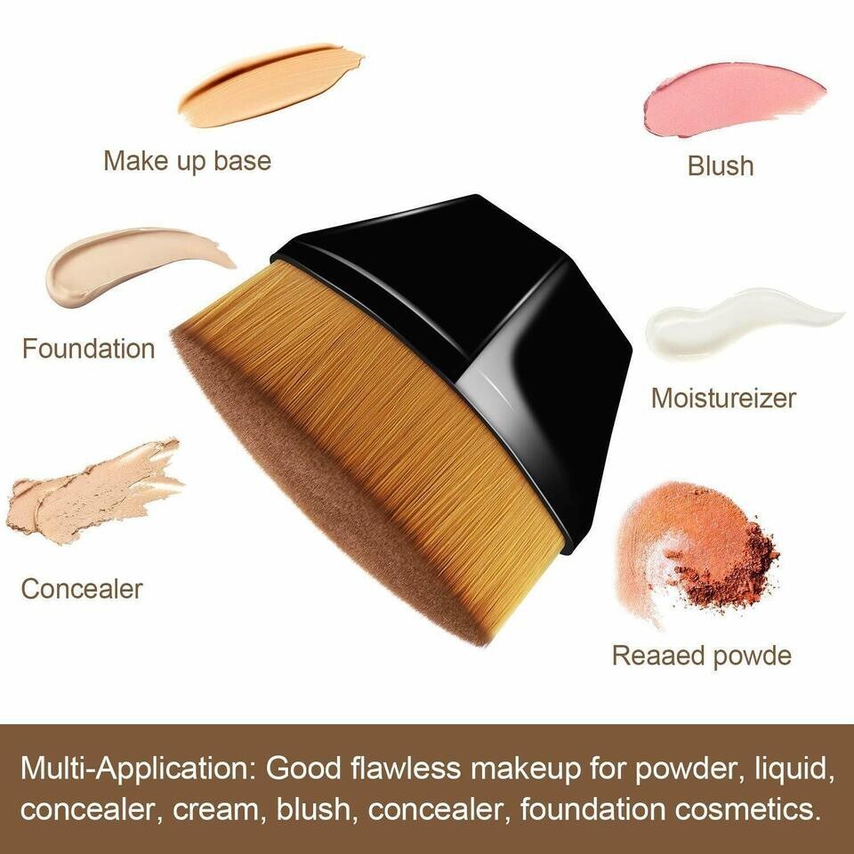 2pcs Foundation Makeup Brush Flat Top Kabuki Hexagon Face Blush Liquid Powder