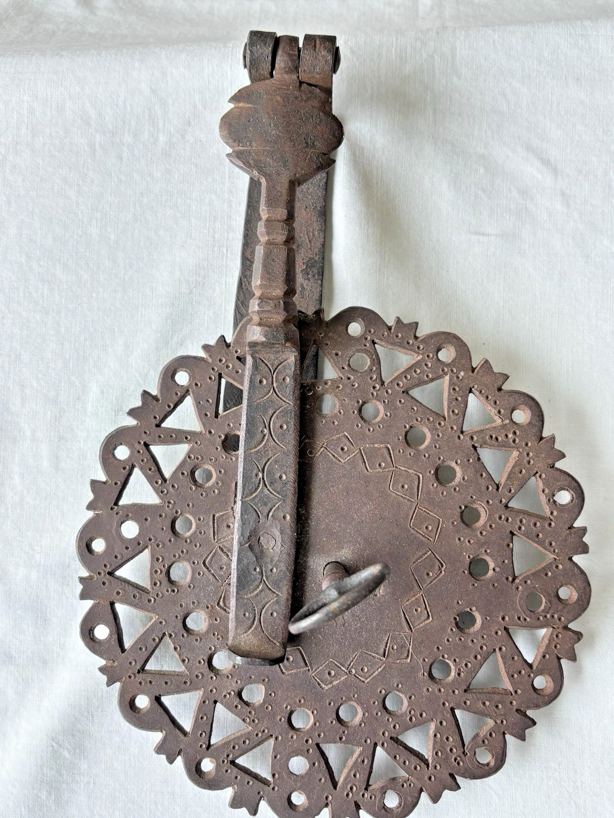 Antique ~ Handmade Iron Lock & Key ~ Wooden Trunk /Chest ~ Mexican/Spanish