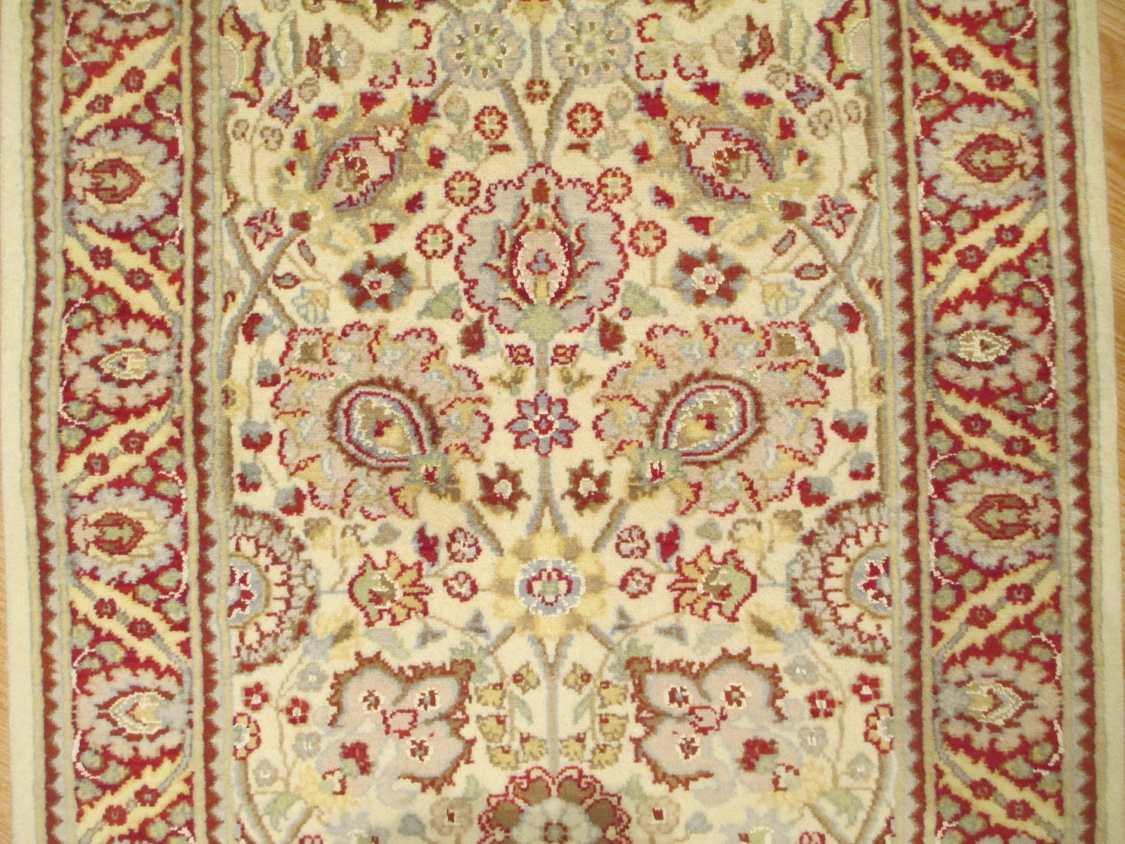 12 FEET Runner Super FINE Museum Ivory Handmade-knotted Rug Wool/Silk 581277