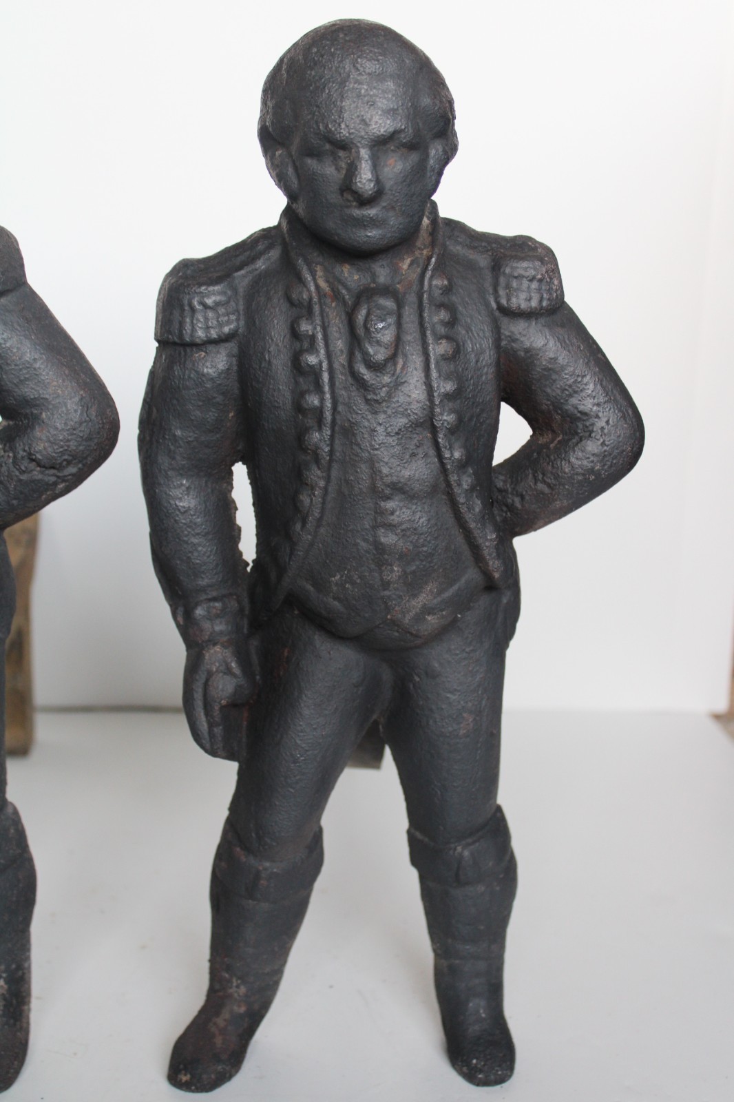 Antique 1876 Centennial George Washington Cast Iron Andirons, Appomattox, VA.