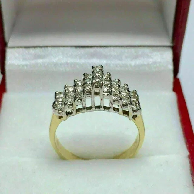 0.80Ct Lab Created Round Diamond Cluster Engagement Ring 14K Yellow Gold Finish