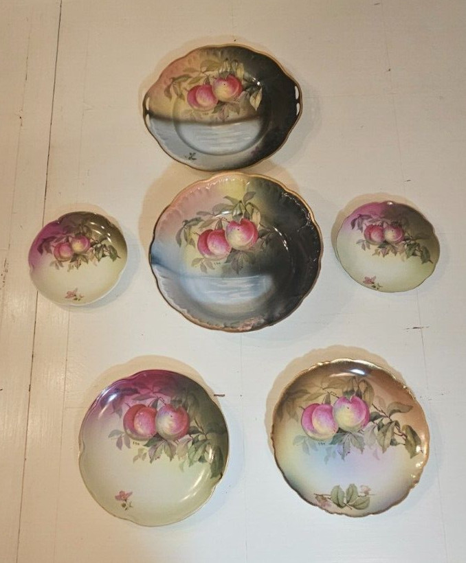 J&C LOUISE BAVARIAN Malmaison Senta handpainted signed china GHBC lot of 6 pcs