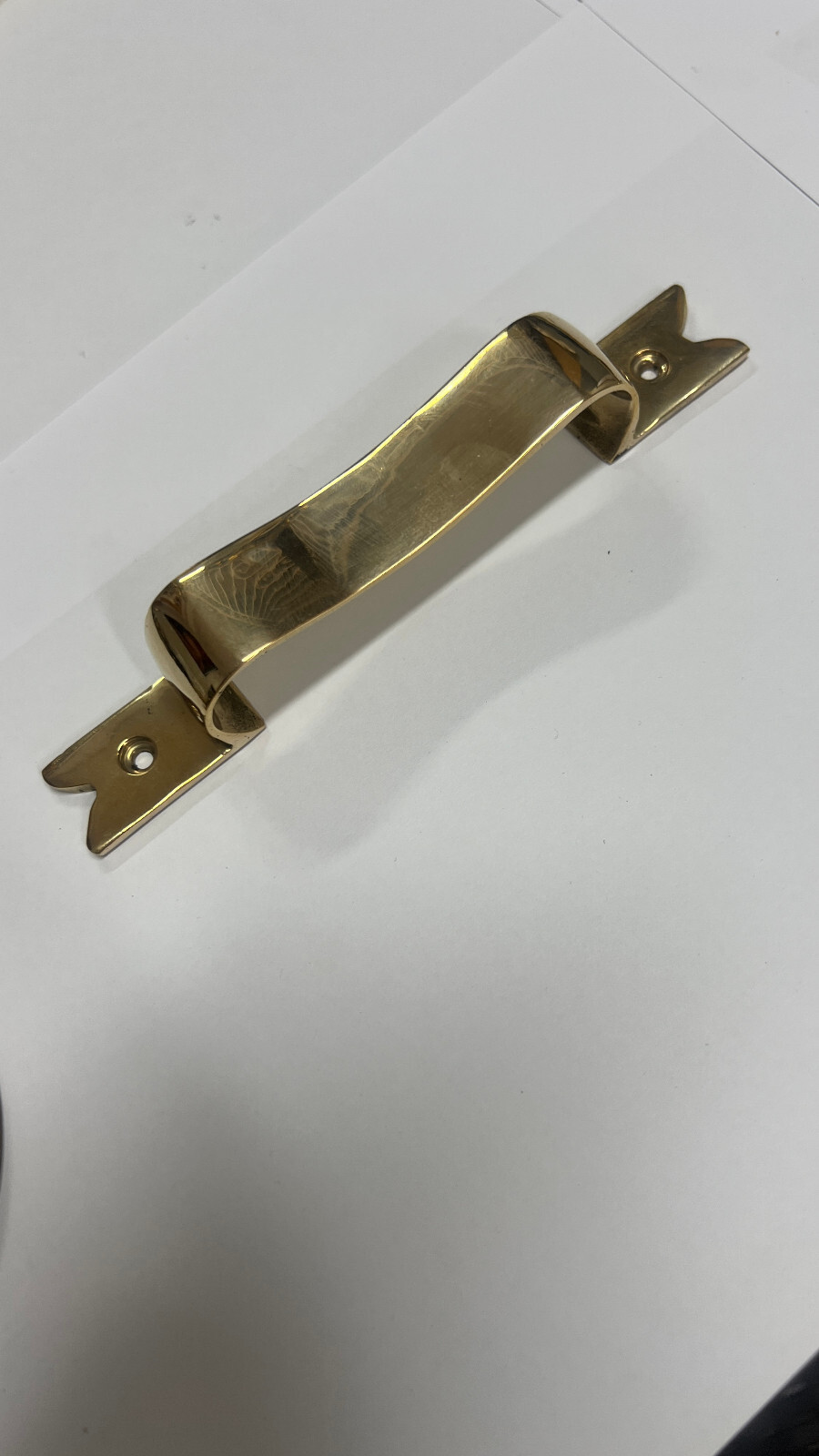 6 PCS D PULLS 7.1/2” handles heavy ribbon solid brass 6.1/2″ centers 16 cm