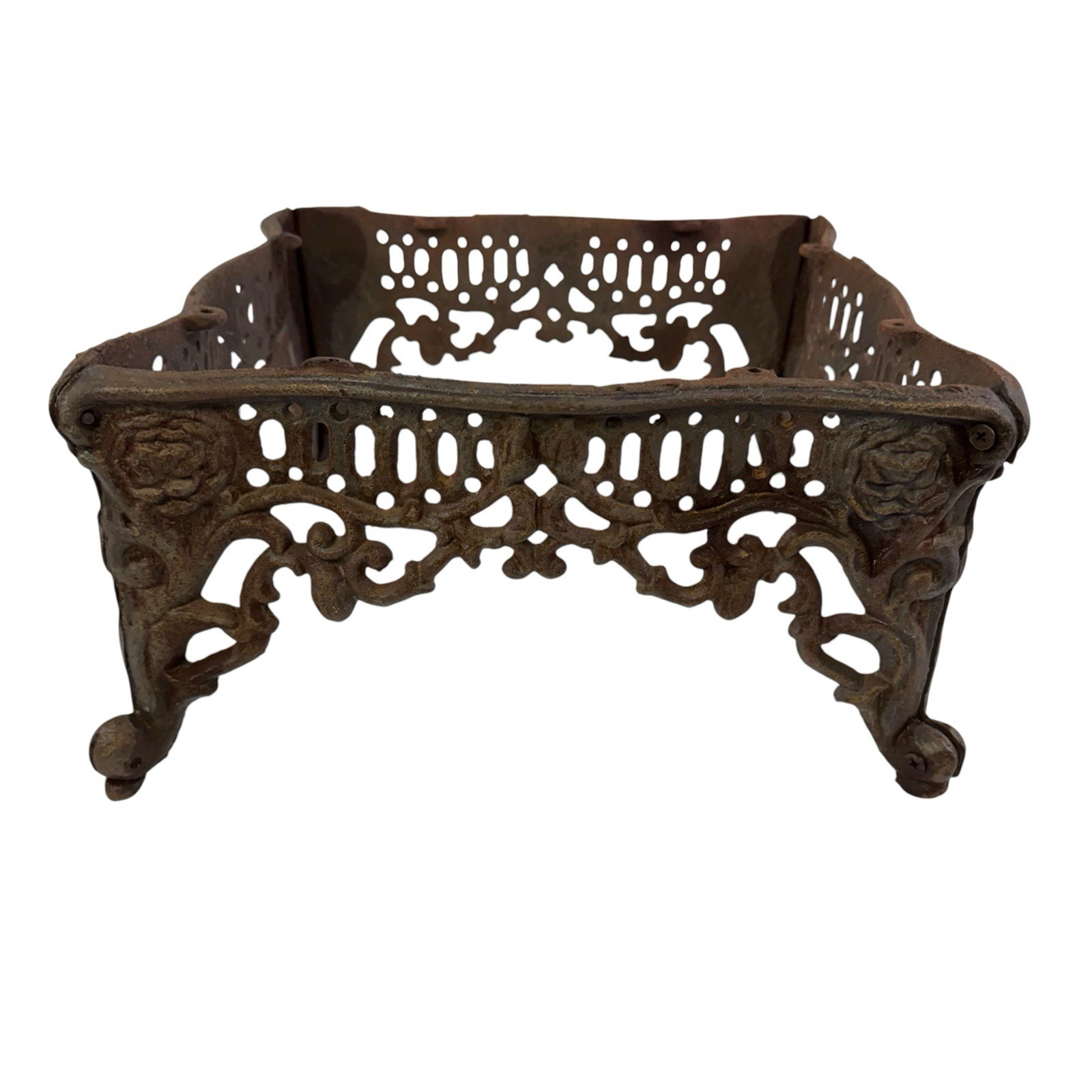 Victorian Cast Iron Floral Pattern Ottoman Base Footstool Metal Unupholstered