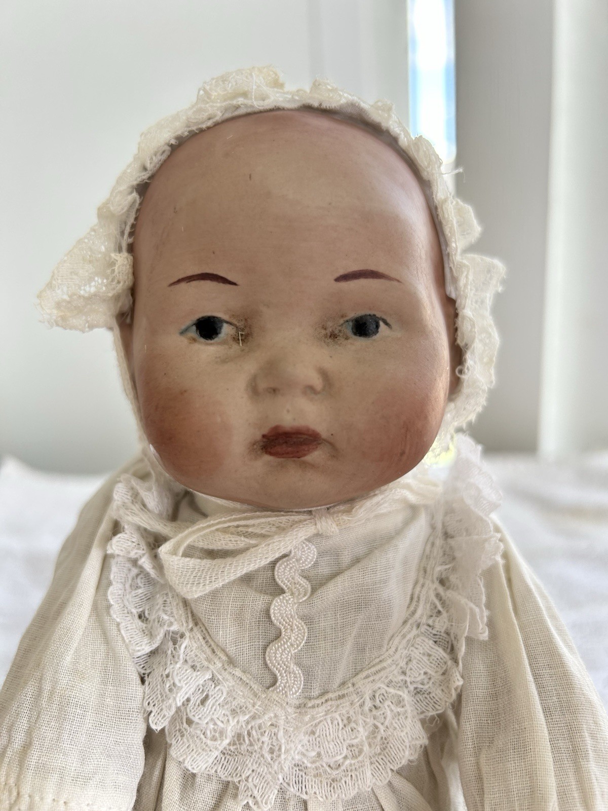 1910 Antique Straw Body Baby Doll In Amazing Condition