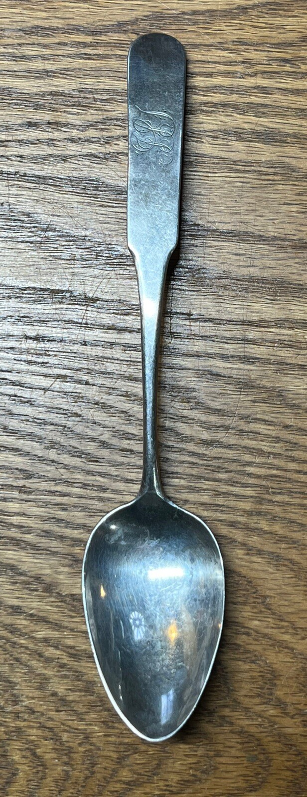 American Coin Silver Serving Spoon John Allen Shaw Newport RI c 1802-1819 Mono